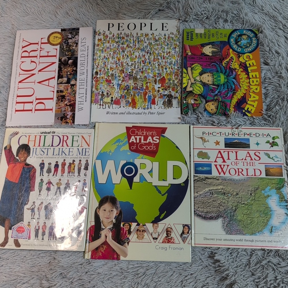 Lot Of 6 Books Geography & Cultures Childrens Atlas World Homeschool Teaching
